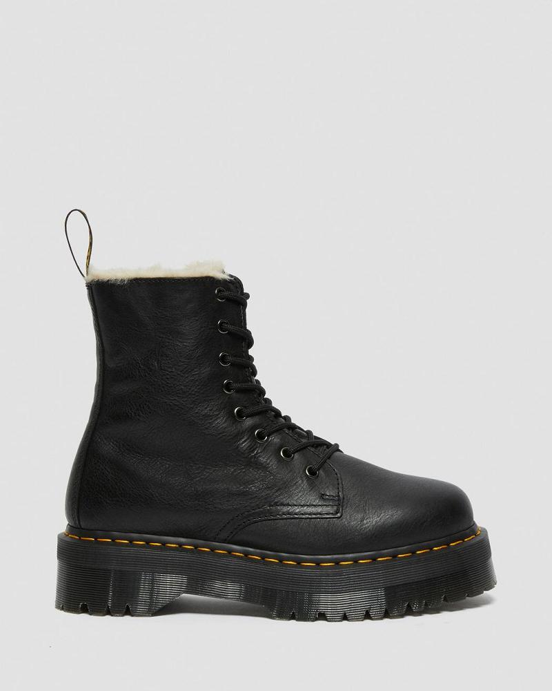 Men's Dr Martens Jadon Leather Faux Fur Lined Platform Platform Boots Black | AU 554TCE